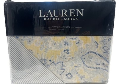 RALPH LAUREN Marisa Provence Blue Yellow Paisley KING DUVET SET 3P $350