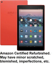 Amazon Kindle Fire HD 10 Tablet 32GB Punch Red 7th Gen 2017 Alexa eReader Certif