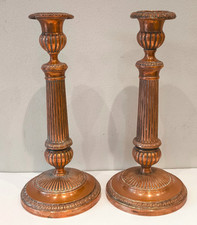 French vintage pair of copper/brass candlesticks