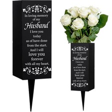 Husband Metal Cemetery Vase, 3.15x7.87 Inch, Spikes, Grave Decoration, Sign