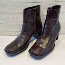 Gianni Bini Women s Square Toe Side Zip Ankle Boots NWOB Brown Leather 7.5M