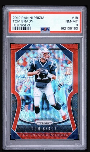 2019 panini prizm #18 tom brady; red wave 23/149 prizms PSA 8  (COLOR MATCH)