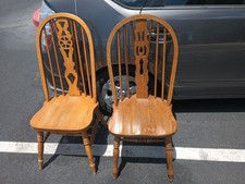 Two Solid Wooden Kitchen Chairs Cottagecore Cozy Golden Oak