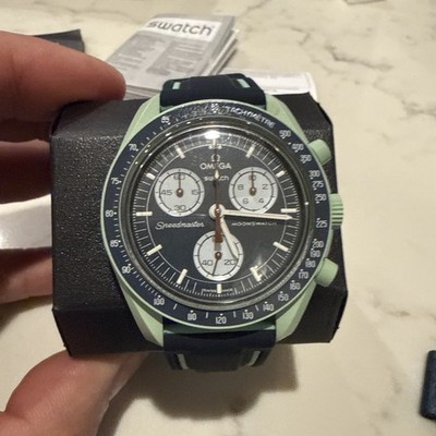 OMEGA Swatch Mission on Earth Quartz Chronograph Green Watch