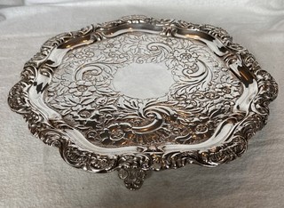 Vintage Silver Plated Footed Tray c.1970’s 22.5cm (9”) Diameter