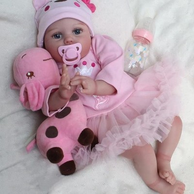 22'' Real Life Reborn Baby Dolls Girl Vinyl Silicone Newborn Doll Handmade Gift