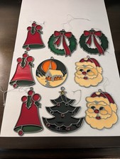 Vtg Stained Glass Sun Catchers Nationwide Fund Raisers Christmas Theme Metal