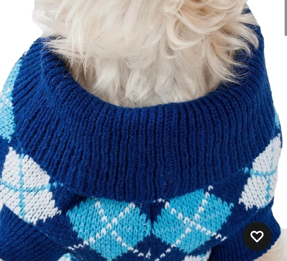 Pet Sweater Argyle Ribbed Knitted Turtle Neck for Dog Clothing - Image 3 of 4