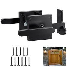 Double Side Gate Latch, Heavy Duty Gate Latch for Wooden Fence, Black Fence G...