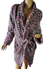 Victorias Secret Pink Robe Sleep Super Soft Plush Leopard  Hearts Sz M/L