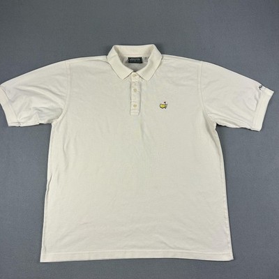 Vintage Masters Golf Shirt Polo Mens XL Beige Augusta National Embroidered 90s
