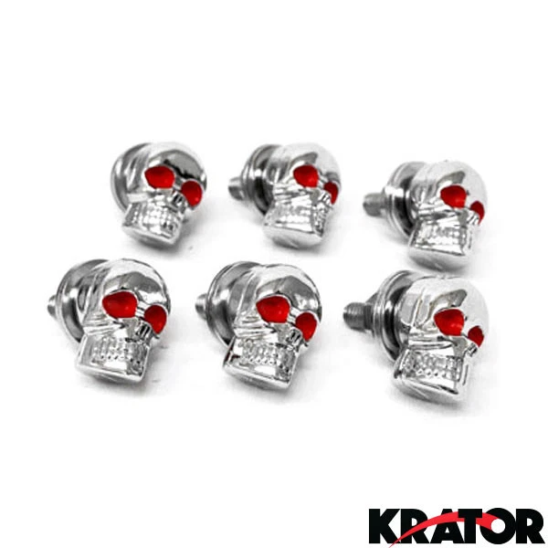 6X License Plate Frame Bolt Screw SKULL Fastener Motorcycle For Harley Yamaha - Image 3 of 4