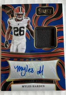 2024 Panini Select - Rookie Signature Memorabilia Myles Harden #RSM-MHN Blue /75