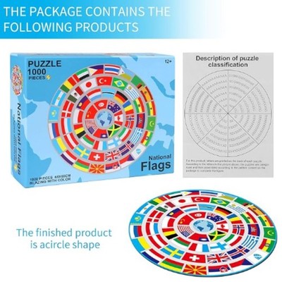 1000x Jigsaw Puzzles for Adults National Flags Large Puzzle Game Kids 26.7x26.7''