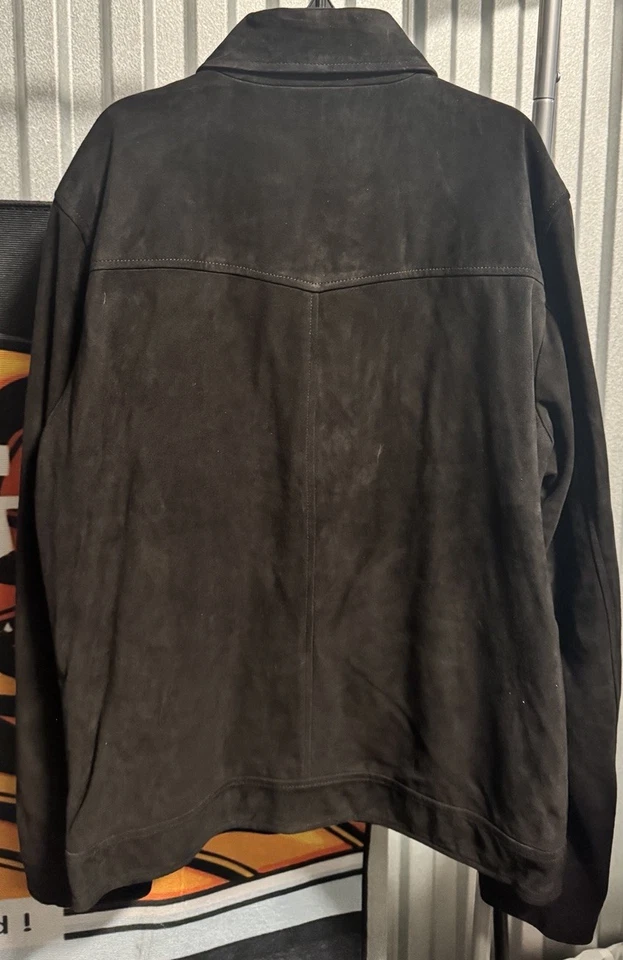 Slate And Stone Men’s Black Suede Full Zip Racer Jacket Size Medium - Image 3 of 4