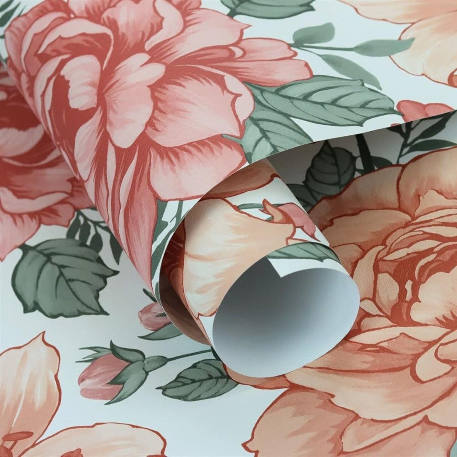 Pink Wallpaper Paste The Wall Flowers Rasch Country Style English Non Woven