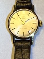 Reloj Omega Geneve Caja Oro 14k Correa Cuero Negro