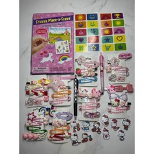 Sanrio Hello Kitty Lot of Hair Clips Stickers Valentines Activity Kit New