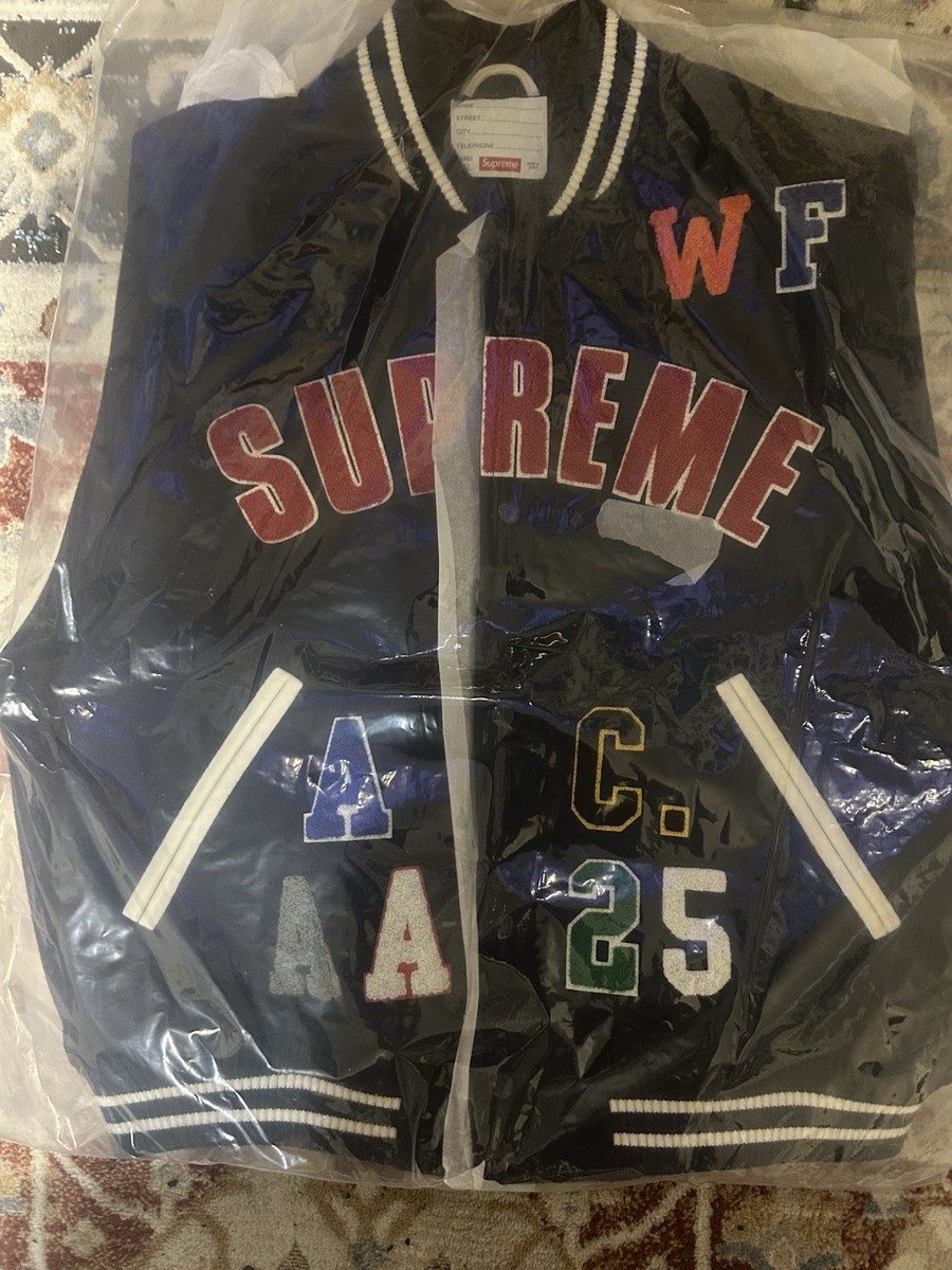 ウェア Supreme Praises Varsity Jacket Navy L Supreme Praises Varsity Jacket Navy Men's Size Extra Large