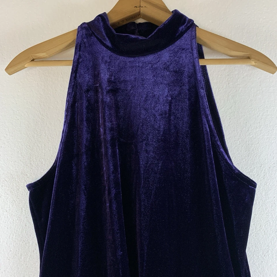 Vintage Womens Velvet Mock Neck Maxi Dress Sz M Purple Whimsigoth Witchy Event - Image 2 of 4