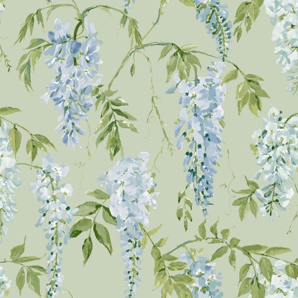 Elegante Wisteria Vlies Tapete Floral Blatt Ranke World of Wallpaper Sage WOW118-image