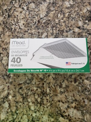 MEAD NO.10 WHITE SECURITY ENVELOPES 4 1/8 x 9 1/2 IN 20 lb #75357 40 IN BOX NIB
