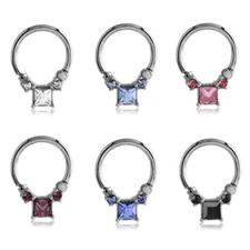 Septum Clicker Hinged Nose Ring Hoop Ear Cartilage Helix Steel 14G