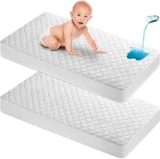2 Mattress Crib Foam Toddler Bed Baby Waterproof Cushion Pad Mattress Protector