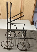 Vintage Baby Doll Stroller Carriage Buggy Collapsible w/ Metal Wheels Childs Toy