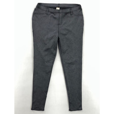 Faded Glory Women Slim Leg Pants Gray Abstract Pull On Stretch Mid Rise L 12-14