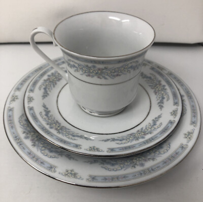 Crown Ming Jian Shiang china Tea cup saucer & plate 3 P set Vintage Asian