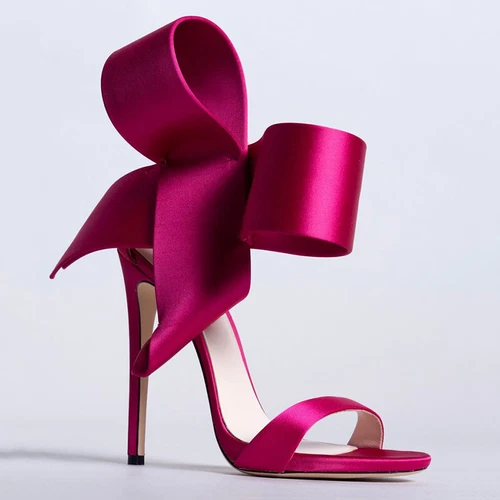 Trend Women's Sandals Big Bowtie Decroted Ladies High Heels Bridal Shoes - Foto 1 di 20