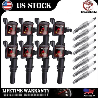 8Pcs Ignition Coils & Spark Plugs For 2005 2006 2007 Ford F150 Truck 5