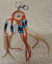 Dream Catcher Feathers Wooden Beads Keychain Key holder Metal Feather Embellish