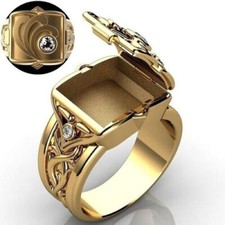 Schöner Damen/Herren Ring mit Geheimfach vergoldet  Größe 62