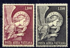 VATICAN Sc#C53-4 1968 Painting - Archangel Gabriel by Fra Angelico MNH