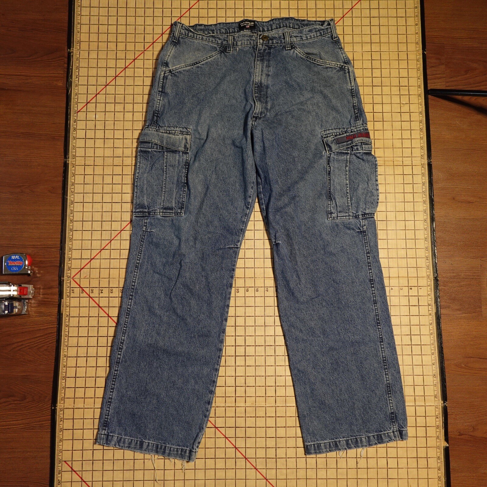 Polo Jeans Co Ralph Lauren Freighter Jeans Baggy Cargo 34x34 Vintage Y2K