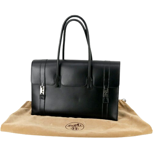 Hermes Handbag Tote Bag Drag 2 37 Box Calf Leather Noir □D