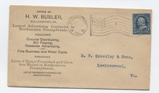 1897 Williamsport PA 1ct 1st bureau flag cancel ad cover H.W. Busler [y9395]