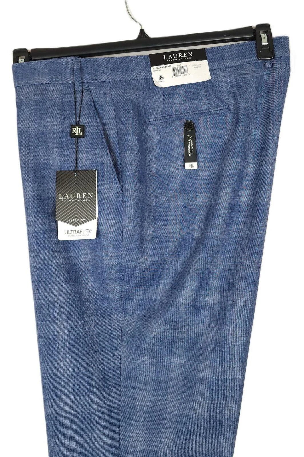 Lauren Ralph Lauren Mens Classic Fit Suit Pants 42x32 Blue Plaid Wool Blend NWT