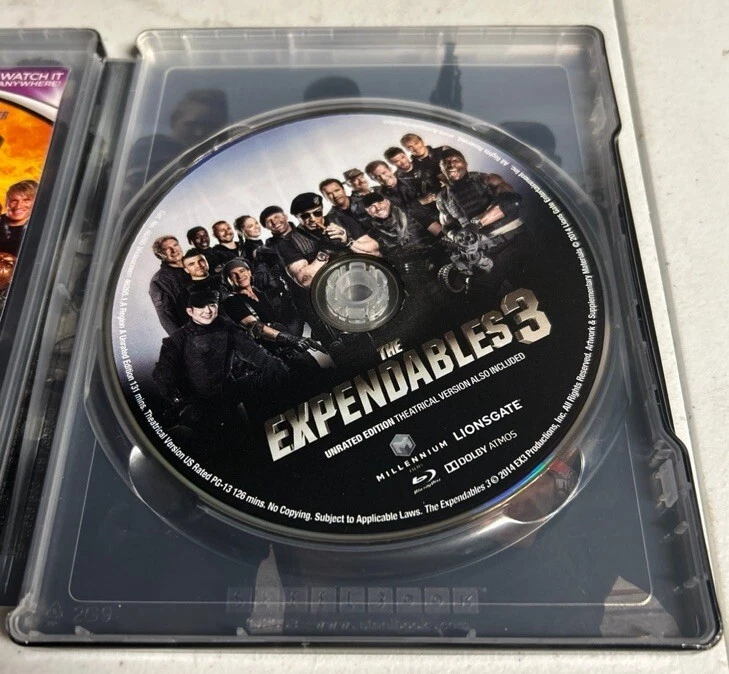 The Expendables 3 Embossed STEELBOOK Zavvi (Blu-ray, UK) OOP US DVD Disc - Image 3 of 3