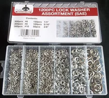 1200pc GOLIATH INDUSTRIAL LOCK WASHER ASSORTMENT LWA1200 NUT BOLT HARDWARE