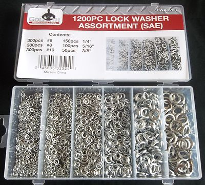 #ad #ad 1200pc GOLIATH INDUSTRIAL LOCK WASHER ASSORTMENT LWA1200 NUT BOLT HARDWARE $17.99