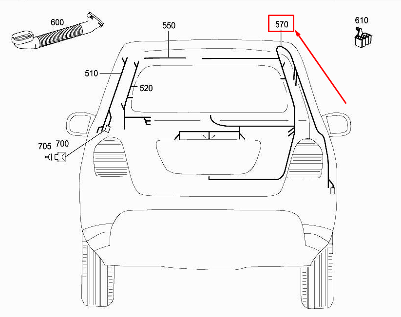 Neu MERCEDES-BENZ R W251 Kabelsatz für hintere Türverkleidung rechts A2514402413