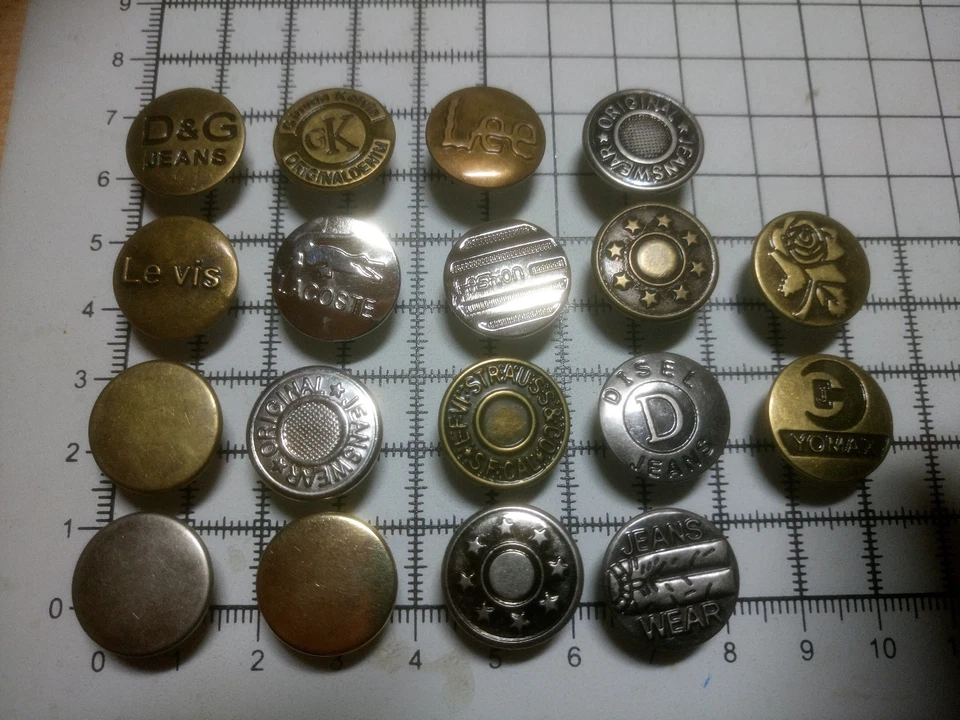 17mm (APPROX) NO SEW DENIM JEAN BUTTONS - (32-Models) - Image 2 of 3
