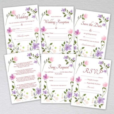 Hochzeitseinladungen Blanko Empfang Save Date RSVP Tischnummern Namenskarten