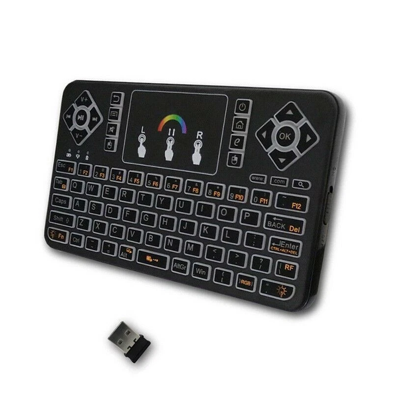 Mini 7 Color Backlit Handheld 2.4 USB Wireless Keyboard Keypad Fly Mouse Remote - Image 4 of 4