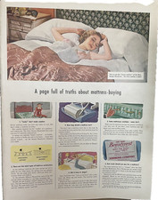 1940 Simmons Beautyrest Mattress Bedroom Woman Nightie Vintage Print Ad