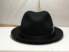 New Capas Rope Band Lite Felt Men's Hat BLACK FEDORA CRUSHABLE ,PACKABLE U.S.A
