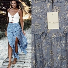 SPELL & THE GYPSY Womens Size M or 10 Chambray Celestial Maxi Skirt NEW + TAGS